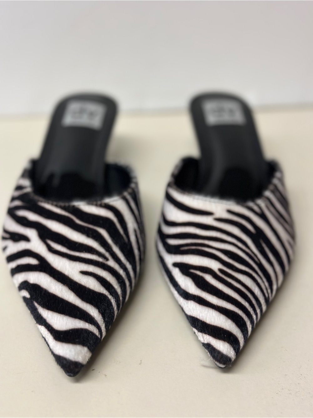 DV by Dolce Vita Zebra-Print Pointed Slip-On Mules - Black & White